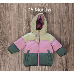 NWT Swiss Tech Toddler Heavyweight Puffer Jacket Size 18M / Purple & Green Multi